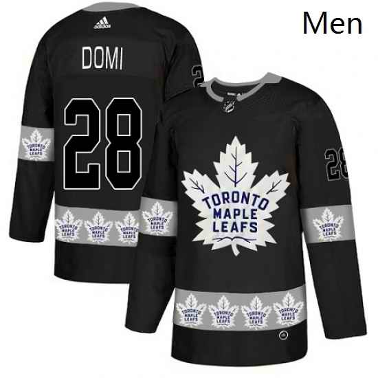 Mens Adidas Toronto Maple Leafs 28 Tie Domi Authentic Black Team Logo Fashion NHL Jersey